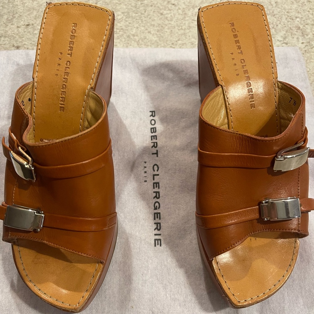 Robert Clergerie leather vintage mules size 7.5. Comes with original dust bag